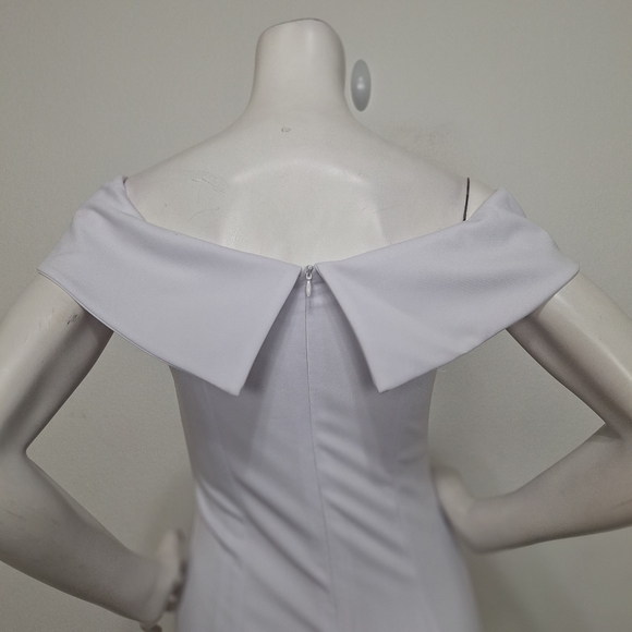 Jasambac White Off The Shoulder Coquette Romantic Bodycon Midi Dress Size S - Picture 7 of 12